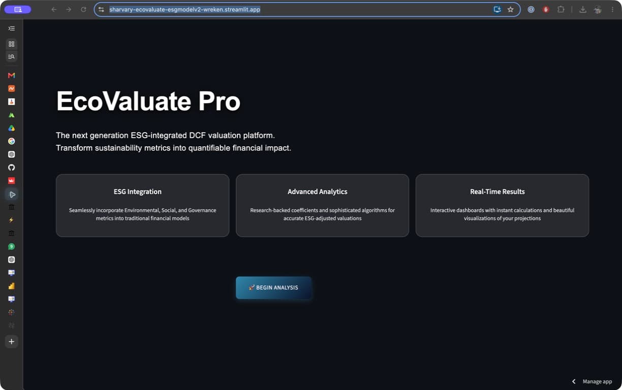 EcoValuate Pro case study interface preview