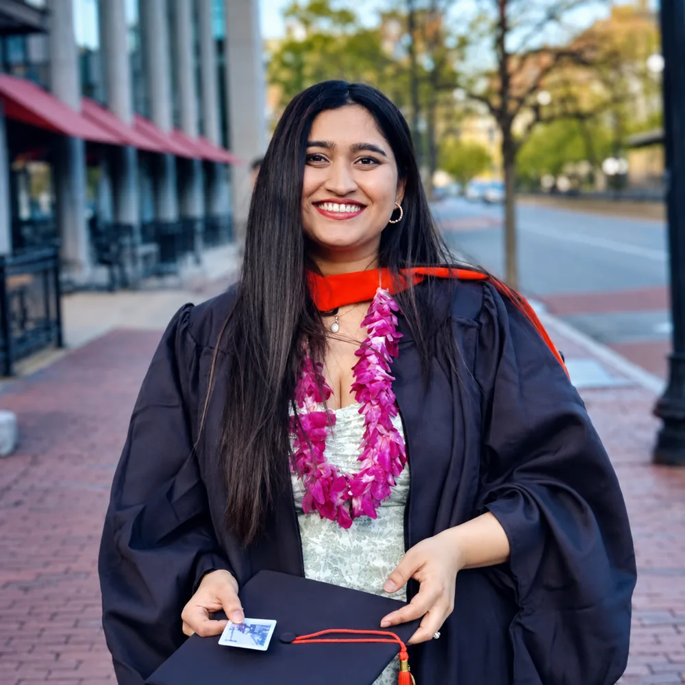 Sharvary Joshi in her graduation gown