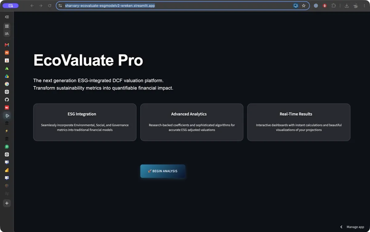 EcoValuate Pro case study interface preview